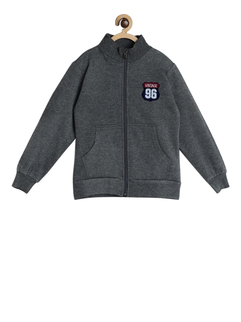 SWEET ANGEL Boys Grey Melange Solid Sweatshirt