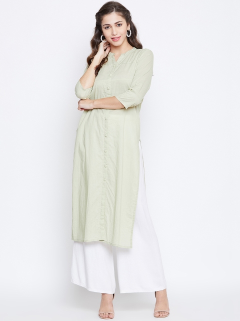 Prakhya Women Olive Green Solid Straight Kurta