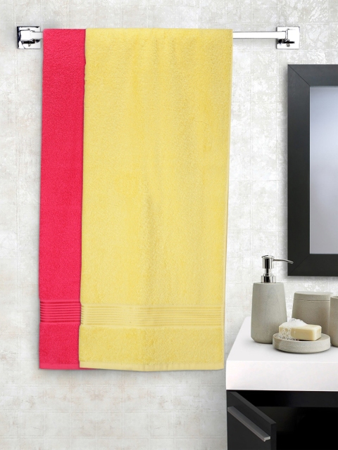 BIANCA Unisex Set of 2 380 GSM Solid Bath Towels, Yellow