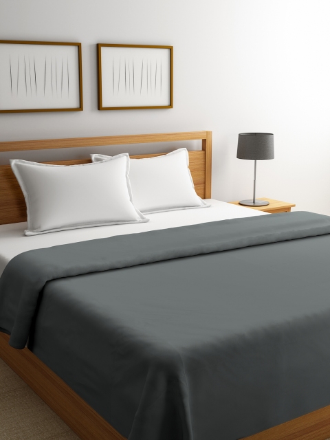 Portico New York Charcoal Solid AC Room 270 GSM Double Bed Blanket