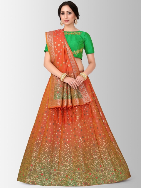 MIMOSA Green & Orange Embroidered Semi-Stitched Bridal Lehenga & Blouse with Dupatta
MIMOSA Green & Orange Embroidered Semi-Stitched Bridal Lehenga & Blouse with Dupatta