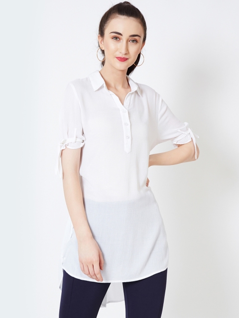 Oxolloxo Women White Solid Tunic