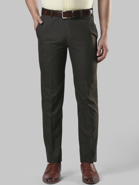 Next Look Men Brown Slim Fit Solid Formal Trousers