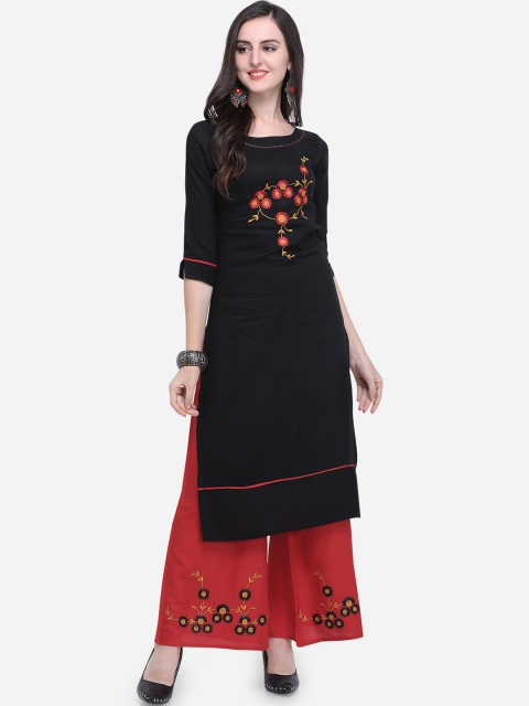 Mirchi Fashion Women Black Yoke Design Kurta with Palazzos