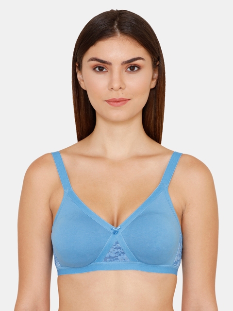 Zivame Blue Solid Non-Wired Non Padded Everyday Bra ZI010110M7ABLUE