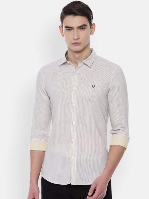 Allen Solly Sport Men Cream-Coloured Slim Fit Striped Casual Shirt