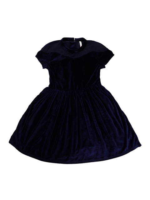 Pantaloons Junior Girls Solid Navy Blue Fit and Flare Dress