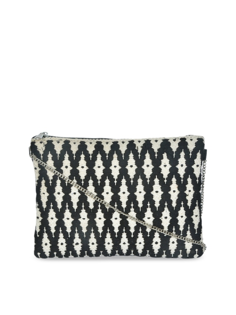 Diwaah Black & White Self Design Handmade Sling Bag