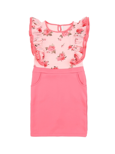 Pantaloons Junior Girls Printed Coral Sheath Dress