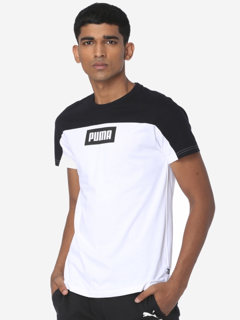 Puma Men White Printed Round Neck T-shirt
