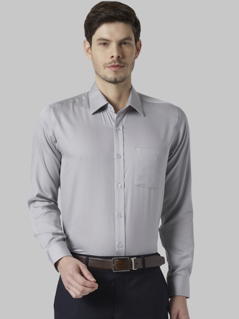 Park Avenue Men Grey Regular Fit Solid Party Shirt