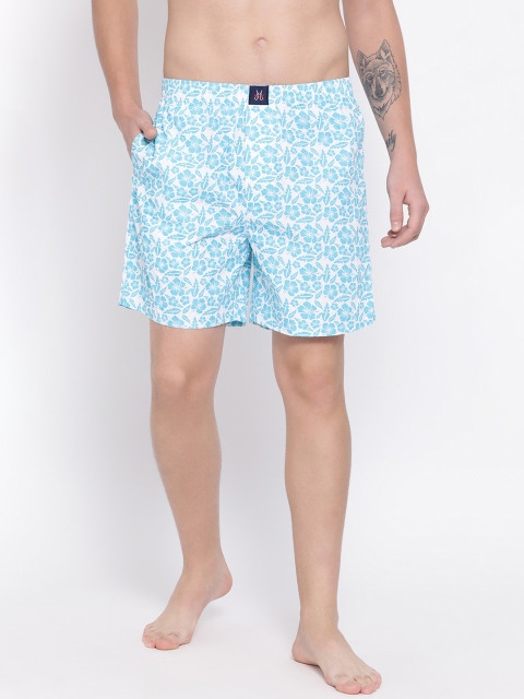 Crimsoune Club Men White & Blue Printed Boxers BX4068-2