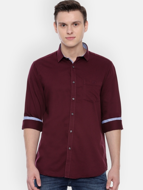 Van Heusen Sport Men Maroon Slim Fit Solid Casual Shirt