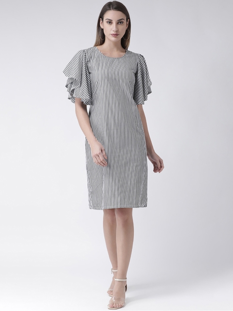 pinwheel Women Black & White Striped Sheath Dress