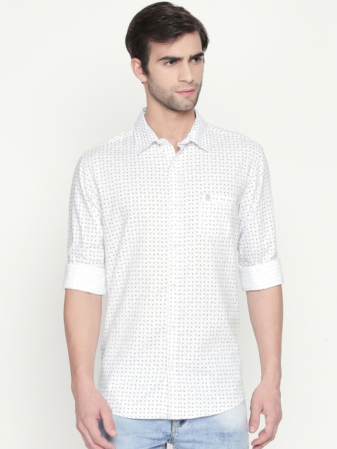 Mufti Men White Slim Fit Printed Casual Shirt