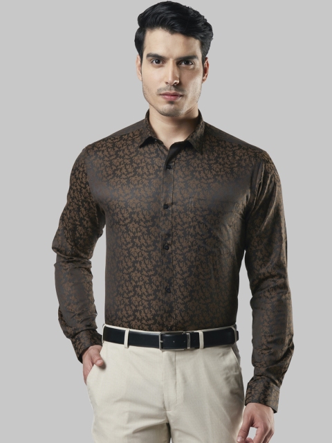 Next Look Men Brown Slim Fit Printed Formal Shirt