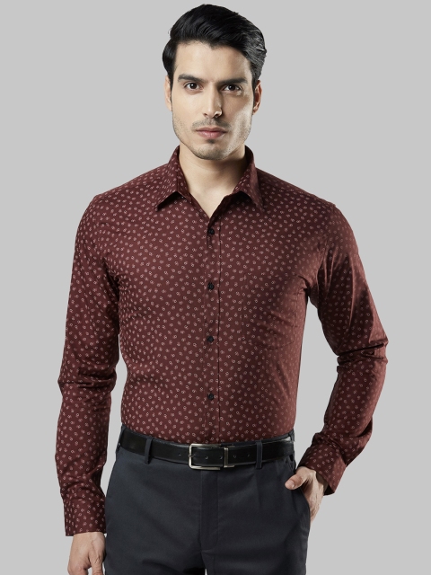Next Look Men Maroon Slim Fit Printed Formal Shirt