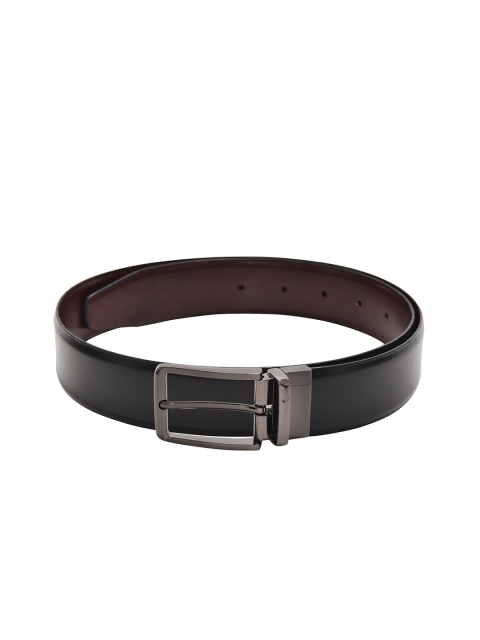Second SKIN Men Black & Brown Textured Reversible Genuine Leather Belt
