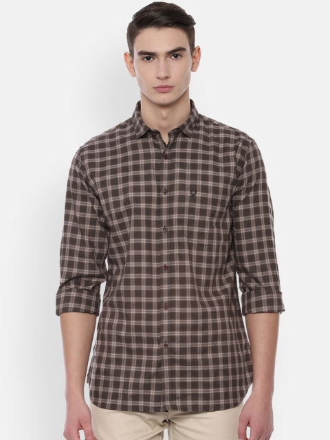 Allen Solly Men Brown Slim Fit Checked Casual Shirt
