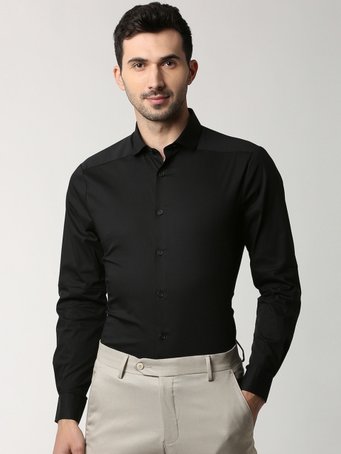 Peter England Men Black Slim Fit Solid Formal Shirt