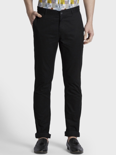ColorPlus Men Black Regular Fit Solid Regular Trousers