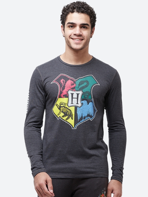 Free Authority Men Grey Harry Potter Printed Round Neck T-Shirt