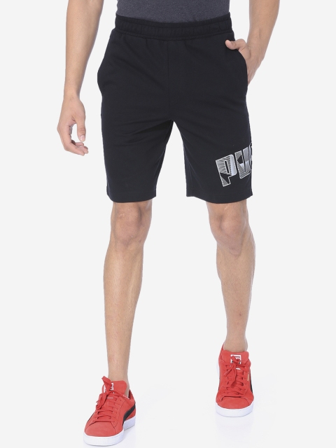 Puma Men Black Solid Regular Fit Sports Shorts
