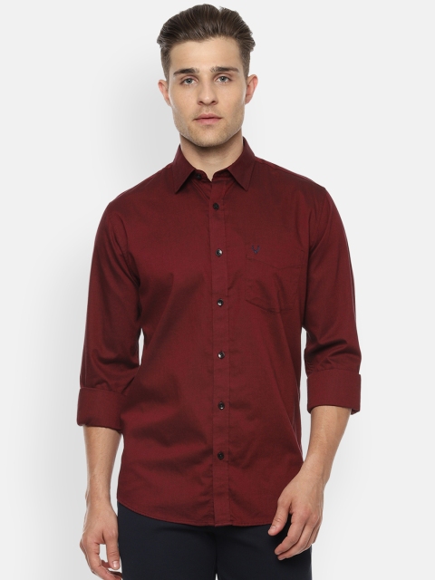 Allen Solly Men Maroon Slim Fit Solid Casual Shirt