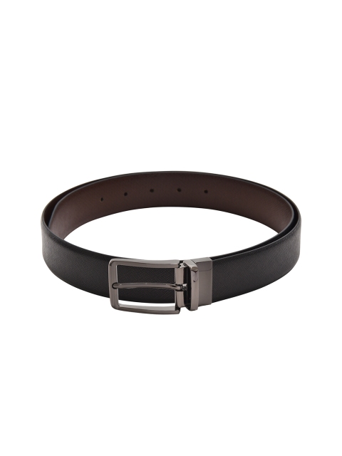 Second SKIN Men Black & Brown Textured Reversible Genuine Leather Belt