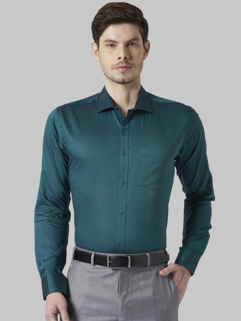Park Avenue Men Green Slim Fit Solid Formal Shirt