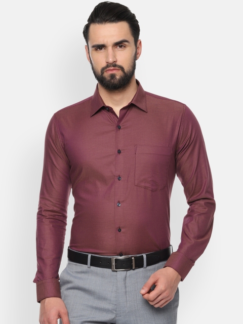 Van Heusen Men Burgundy Slim Fit Solid Formal Shirt
