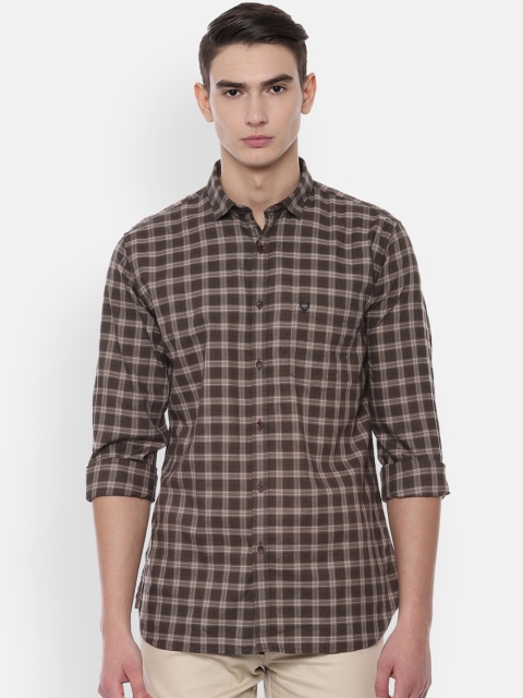 Allen Solly Men Brown Slim Fit Checked Casual Shirt