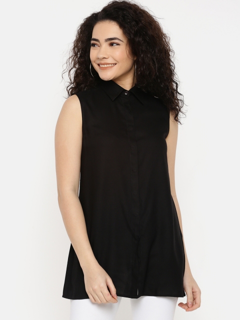 IDK Women Black Solid Shirt Style Top
