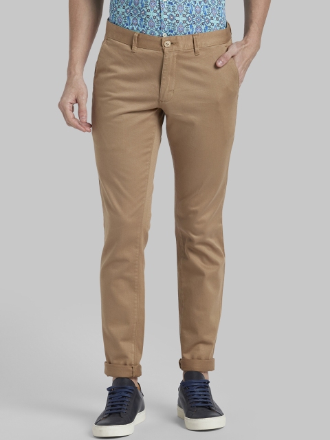 Parx Men Tan Regular Fit Solid Regular Trousers