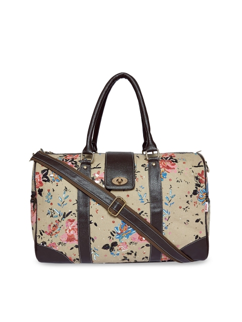 Pick Pocket Women Beige Printed Medium Duffel Bag