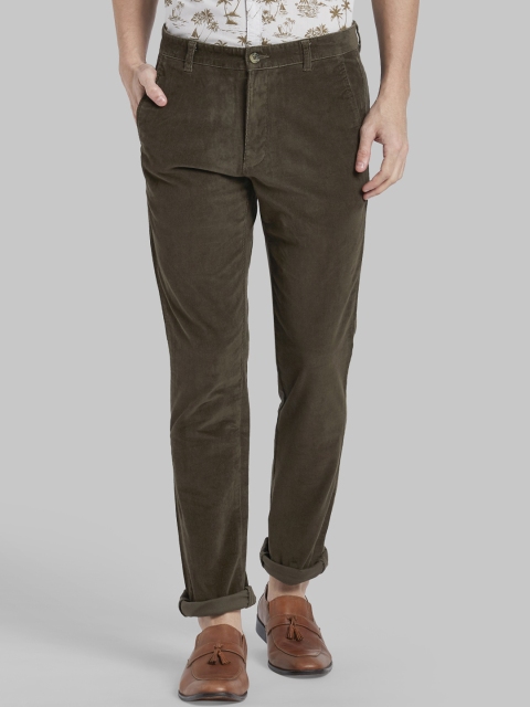 Parx Men Green Regular Fit Solid Regular Trousers