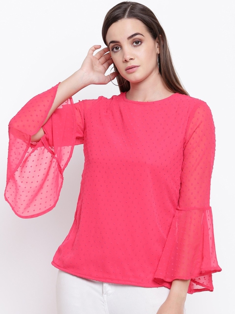 RIVI Women Pink Self Design Top