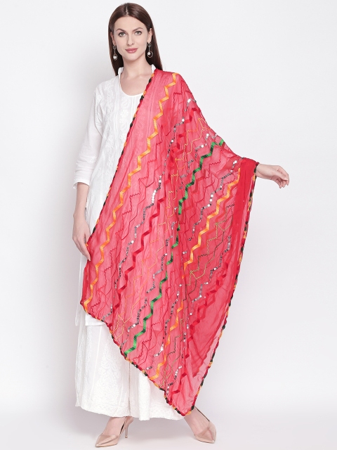 Dupatta Bazaar Red & Yellow Embroidered Dupatta