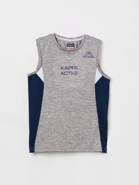 Kappa Boys Grey Solid Round Neck T-shirt