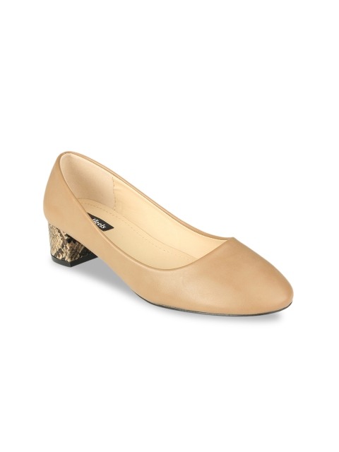 Flat n Heels Women Khaki Brown Solid Pumps