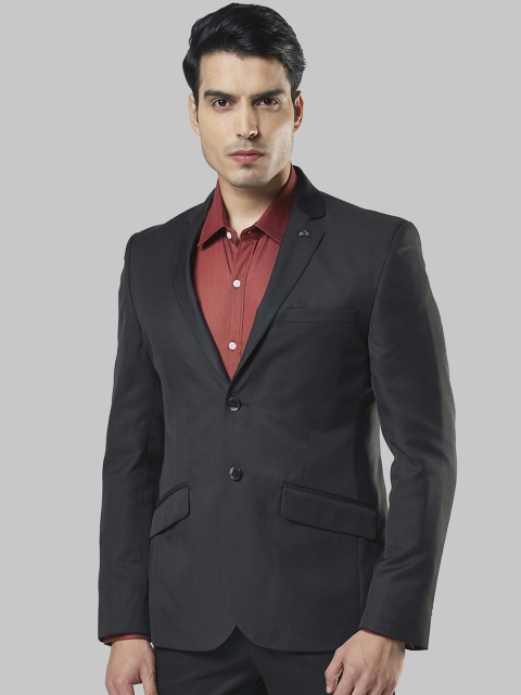 Next Look Men Black Solid Super Slim-Fit Single-Breasted Blazer