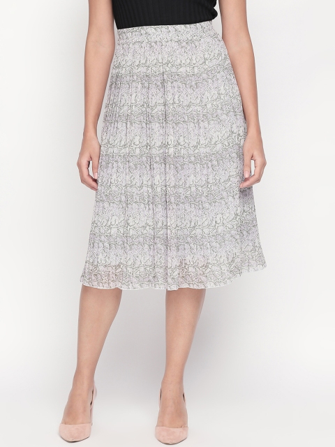 Forever Glam Women Grey Printed Midi Skirt