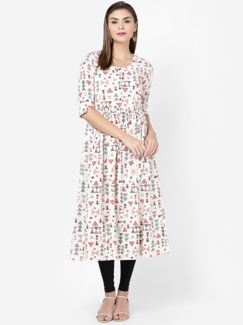 Soch Women White Printed A-Line Kurta