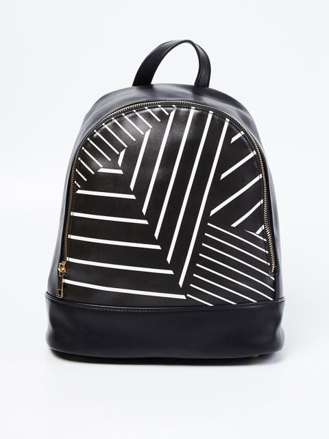 Ginger by Lifestyle Women Black & White Striped Backpack