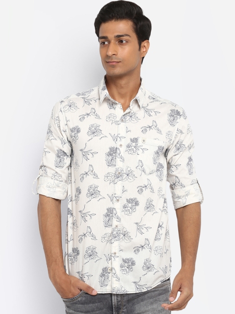 Mufti Men Off-White Slim Fit Printed Casual Shirt