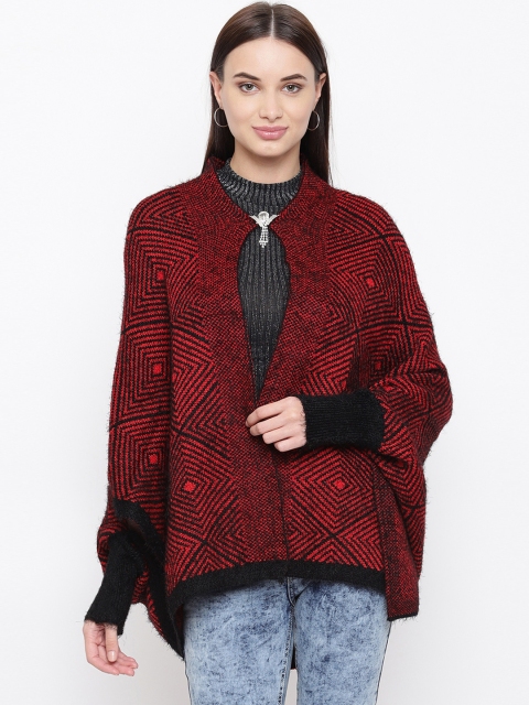 HK colours of fashion Women Red & Black Checked Sweater