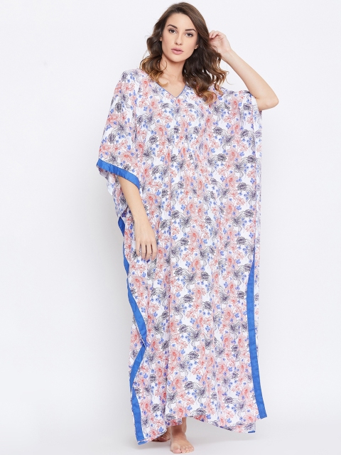 The Kaftan Company White Printed Nightdress