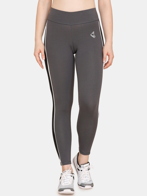 Zelocity Women Grey Solid Skinny-Fit Tights