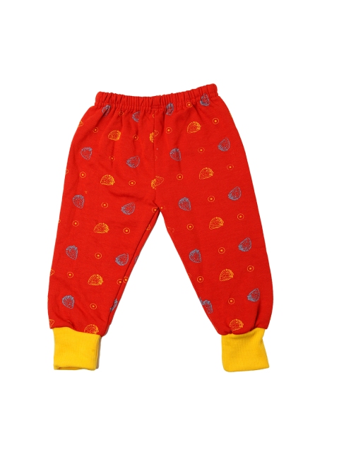 TINY HUG Kids Red & Yellow Printed Slim-Fit Joggers