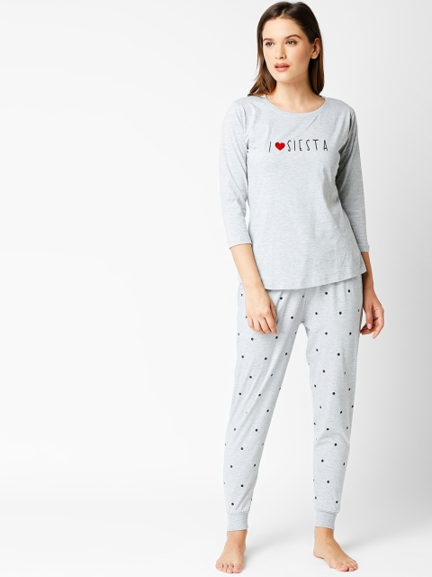 I like me Women Grey Printed Night suit